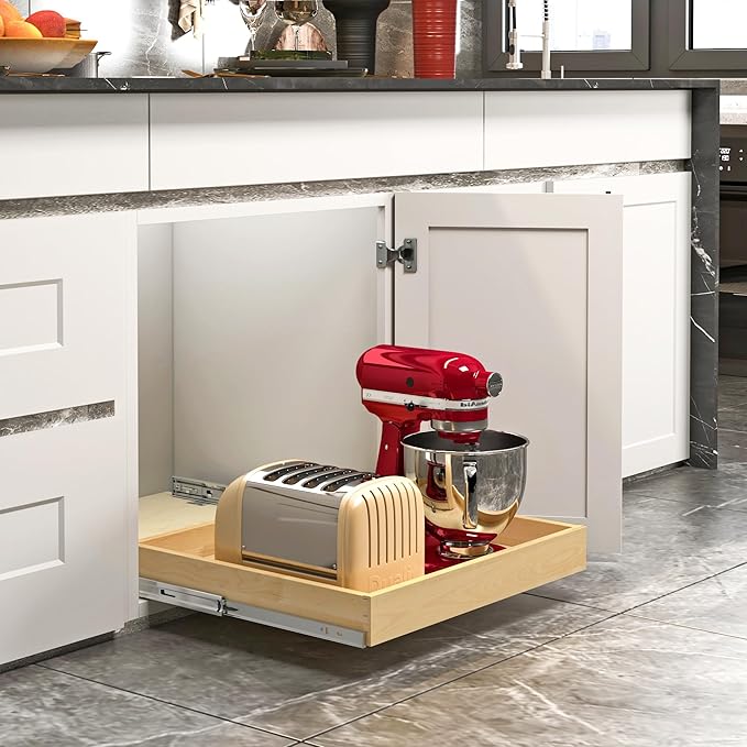 ALINE FURNITURE Pull Out Drawers for Cabinets Birch Wood, 30" W X 21" D Soft Close Slide Out Drawer for Kitchen Cabinets, Pull-out Shelves, Sliding Shelf for Pantry Cabinet Organizer