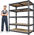 72" H Storage Shelves with Reinforced,2000LBS Garage Shelving,Adjustable Metal Shelving Unit,Garage Shelve Heavy Duty for Basement, Warehouse, Kitchen,35.6" W × 16" D × 72" H, Black