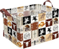 Western Cowboy Storage Basket Waterproof Canvas Toy Storage Bin Western Home Decor Collapsible Outdoor Basket with Leather Handles Western Decor Blanket Baskets For Closets,Bedrooms,Gifts Baskets