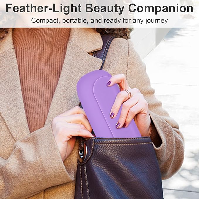 Silicone Travel Makeup Brush Holder for Women with Magnetic Closure and Built-in Brush Cleaner, Washable Cosmetic Organizer, Gift-Ready Pouch, Purple