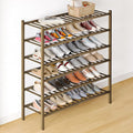 Smiry Bamboo Shoe Rack for Closet, 6 Tier Long Wooden Stackable Shoe Organizer, Free Standing Shoes Storage Shelf for Entryway, Front Door Entrance, Walnut