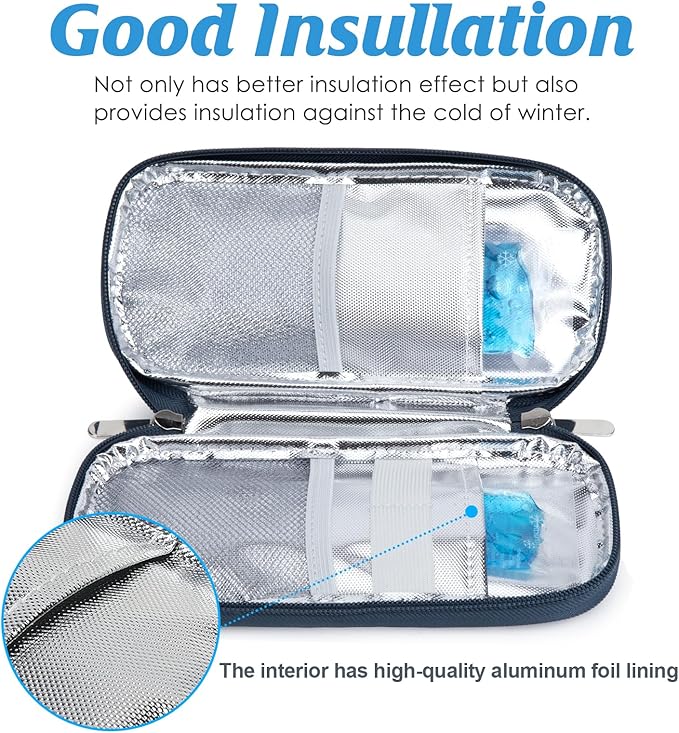 YOUSHARES Insulin Cooler Travel Case - Portable Refrigerated Medicine Case for Insulin Pen, Medication and Diabetic Supplies with 2 TSA Approved Ice Pack