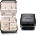 S.Leaf Travel Jewelry Organizer Boxes for Women Small Portable Necklace Earrings Bracelet Rings Travel Case Best Friend Birthday Gifts for Women Trendy (11_Pattern_Crocodile_Black_01)