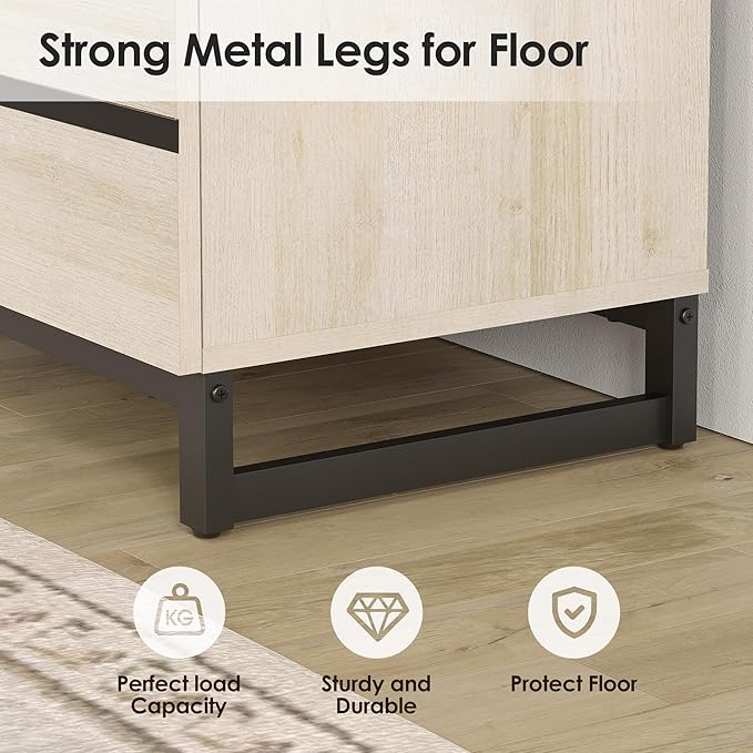 WAMPAT Dresser for Bedroom, Closet Organizers and Storage with 6 Drawers, Chest of Drawers with Metal Base, Modern Wood Dresser for Living Room, Entryway, Light Oak