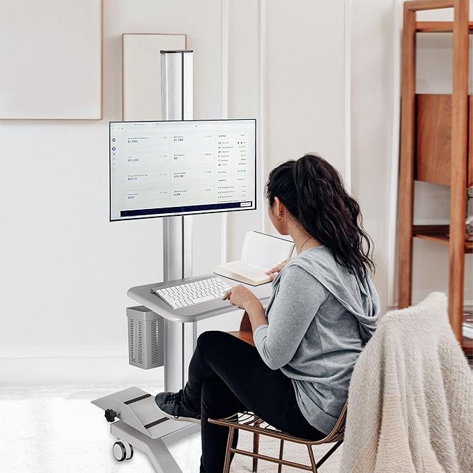Yescom Sliding Desktop Keyboard Tray Steel for PC Mobile Cart Medical Trolley Cart Silver