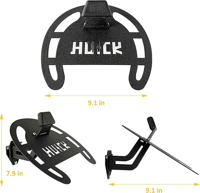 HUCK 2 Pack Helmet Wall Mount Holder Rack for Motorcycle Helmets, Coats (Basic, Black)