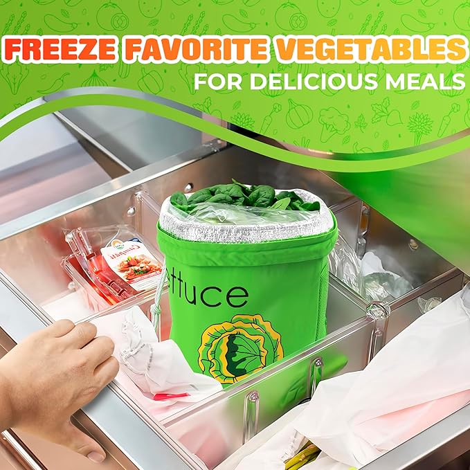 Banana & Lettuce Fresh Reusable Produce Bags – Vegetable & Fruit Storage Bags with Foil Lining for Freshness, Freezer & Refrigerator Safe