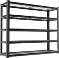 Standing Shelf Units Heavy Duty Storage Rack Industrial Wire Mesh Shelving Double Layer Support Floor Mount 5-Tier Black Steel for Garage Warehouse 3500LBS 84" H x 60" W x 23.5" D