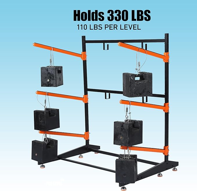 Kayak Storage Rack, Adjustable Outdoor Canoe Rack, Reinforced, Thickened, and Enhanced Rust Resistance, Holds 330 lbs, for Safe Dock and Outdoor Kayak Storage(3-Tier, Orange)