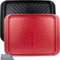 Large Grilling Prep and Serve Trays, BBQ Platter for Raw and Cooked Food, Melamine Serving Trays for Food, Set of 2, Black and Red, Napkin and Cleaning Clothes Included