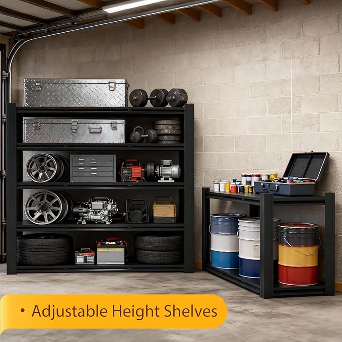 Metal Storage Shelves Unit,5-Tier Adjustable Heavy Duty Garage Shelving,3500LBS Garage Storage Industrial Shelves,Storage Racks,Steel Shelf Suitable for Shop,Warehouse,Basement