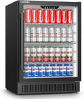 Coolski Beverage Refrigerator, 24 Inch Under Counter Beverage Fridge, 180 Cans Built-In or Freestanding Beverage Cooler with Glass Door for Home Bar Kitchen, ETL, DOE, NSF Approved