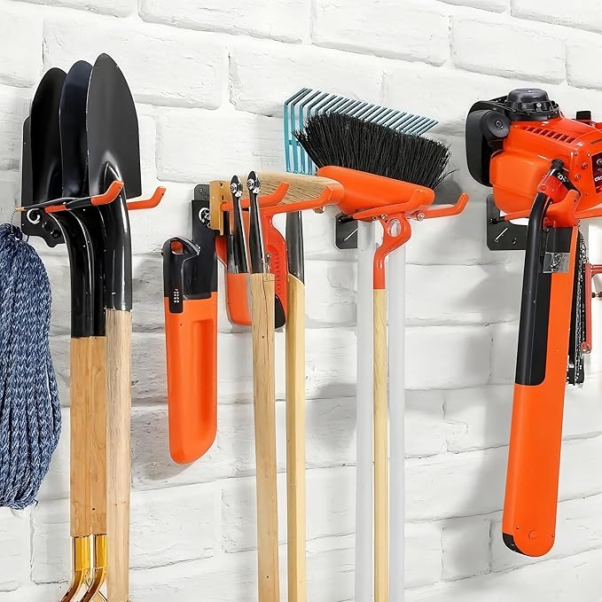 16 Pack Steel Wall Mount Garage Storage Hooks Heavy Duty | Anti-Slip Coating | Bikes | Storage Organizer | Ropes | Hose | Garden Tools