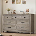 GarveeHome 7 Dresser for Bedroom, 54 in Wide Drawer Dresser with Storage Freestanding, Wooden Closet Storage Chest for Living Room, Bedroom, Entryway, Ash Grey