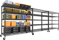 PrimeZone 3 Packs 48" W x 24" D x 81" H Heavy Duty Wire Storage Shelves with Wheels, 5 Tier Adjustable NSF Certified Garage Shelving Unit, Rolling Metal Organizer Shelf Rack for Warehouse, Pantry