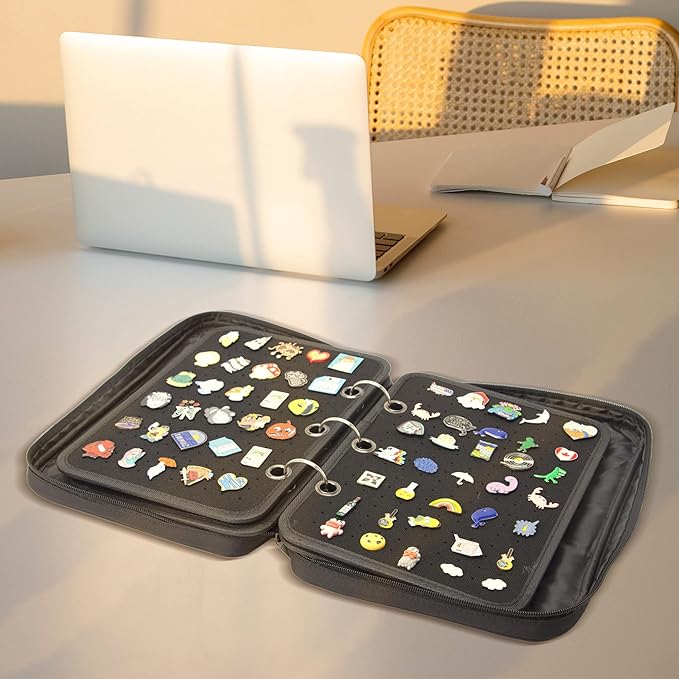 Enamel Pin Display Pages Pin Carrying Case, Pins Collection Storage Organizer Case, Travel Brooch Pin Display Bag (Pins Not Included)