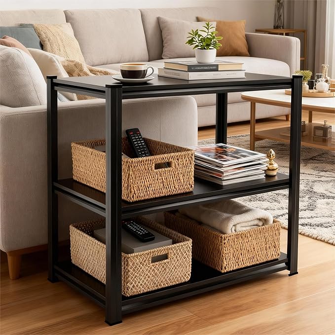 3-Tier End Table, Sofa Side Table for Small Space with Storage Shelf, Couch Table & Nightstand for Living Room, Bedroom, Office,32''H×20''W×14''D
