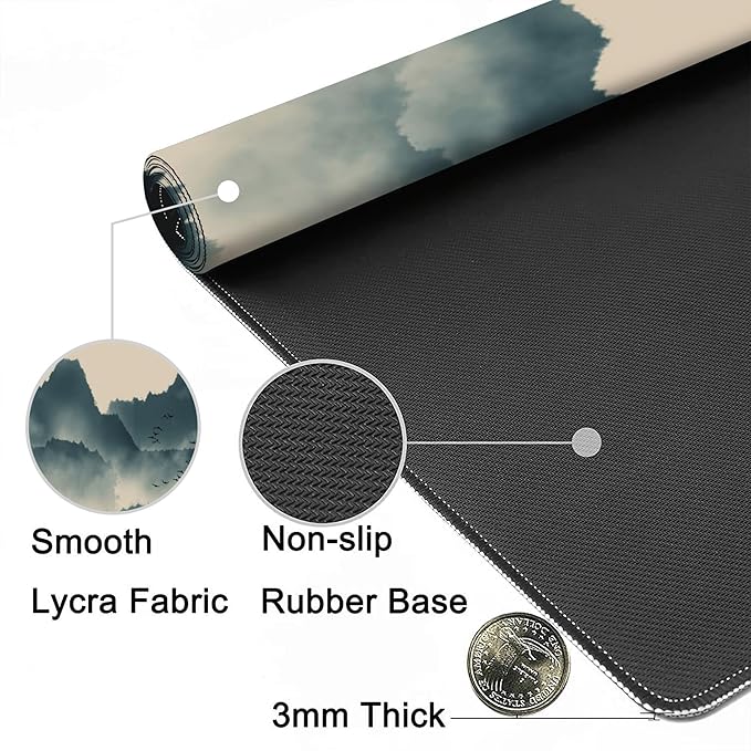 Gaming Mouse Mat Ink and Water Landscape Painting Large Mouse Pad Extended Mouse Pad Desk Mat Non-Slip Rubber Base Mice Pad Desk Pad for Office Game Home 35.4x15.75 in