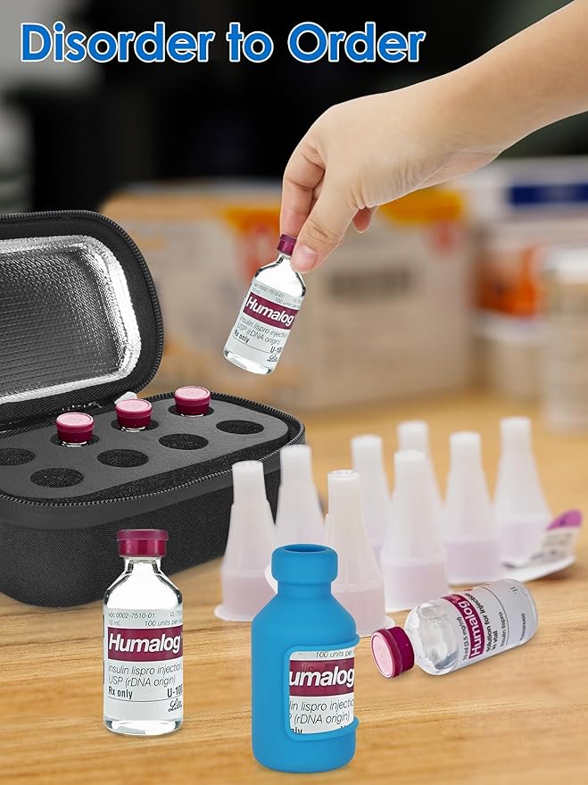 YOUSHARES Insulin Fridge Holder Storage Case Organizer, Insulin Vial Organizer Bag Fits Standard 10ml U-100 Vials, Built-in Aluminium Foil | Safe and Reliable Bottle Protector