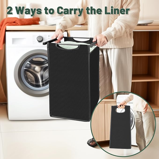 Laundry Hamper, Laundry Sorter with 3 Pull-Out Removable Oxford Fabric Bags Cloth Laundry Basket 3 x 10 Gallons (Charcoal Black)