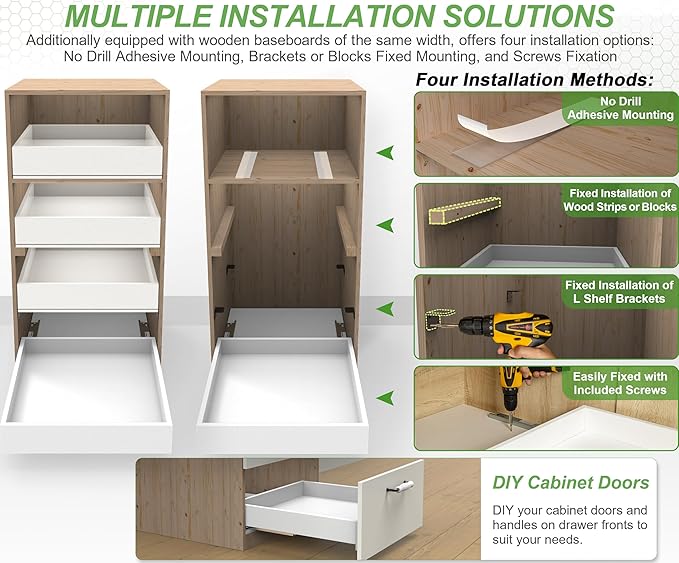 MyLifeUNIT Wooden Pull Out Drawers for Cabinets, 20"W Fully Assembled Pull-Out Cabinet Organizer Shelves, Soft Close Slide Out Drawer for Kitchen Cabinet