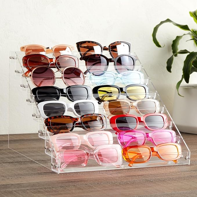 Okuna Outpost 8-Tier Acrylic Nail Polish Rack - 96-Bottle Nail Polish Organizer - Essential Oil Organizer & Paint Storage - 2.5mm Acrylic Tiered Display Stand - 12.75 x 12.5 x 9.25 in