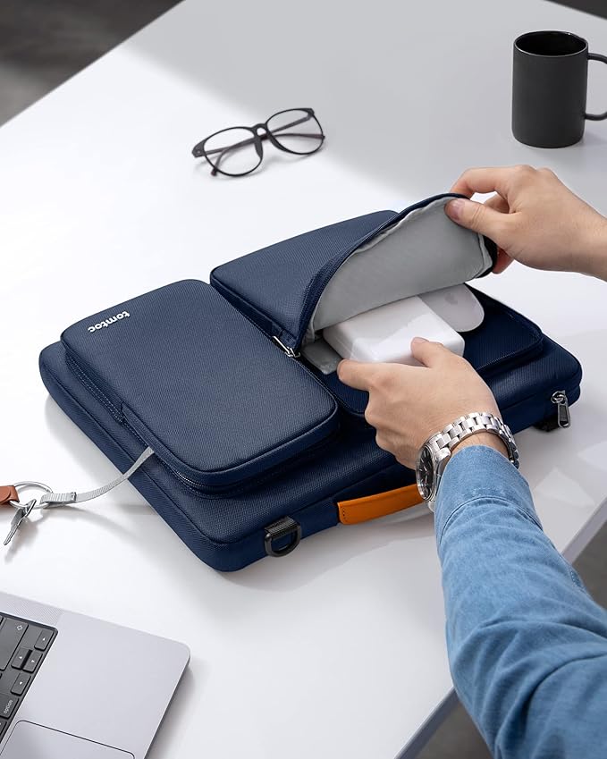 tomtoc 360 Protective Laptop Shoulder Bag for 15 Inch New MacBook Air M4 M3/A3114 M2/A2941 2025-2023, 15 Inch Microsoft Surface Laptop 6/5, Water-Resistant Accessory Case for MacBook Pro A1990 A1707