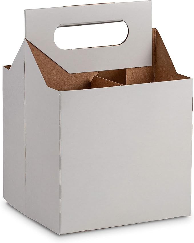 MT Products White 4 Bottle Holder 12 oz. - Corrugated Bottle Carrier for Transport (Pack of 10) - Made in USA