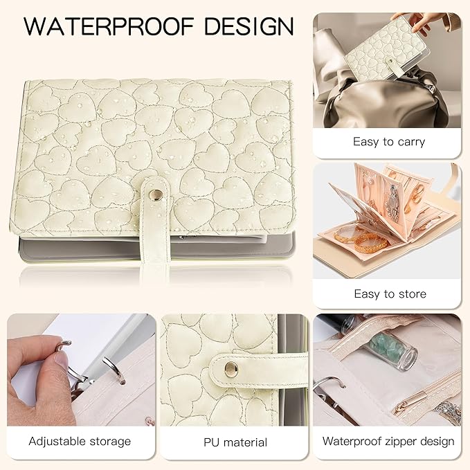 Travel Jewelry Organizer Case,Jewelry Storage Roll Bag for Women,Tangle-Free Portable Storage for Necklaces & Earrings/Rings/Bracelets,Jewelry Storage Book, Waterproof Organizer Bag