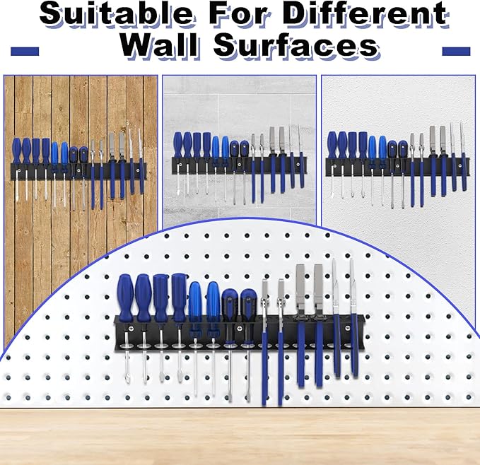 Screwdriver Organizer Wall Mount, Screw Driver Holder,Metal Plier Rack Utility Tool Rack Organizers and Storage Rack for Garage Workshop Workbench Tool Chest Cart (1 PCS)