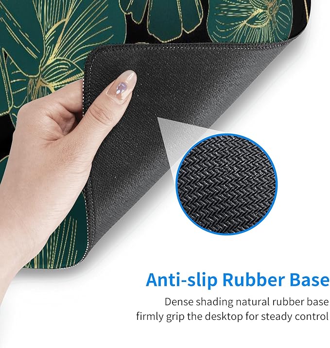 Ginkgo Leaf Large Mouse Pad, Gaming Desk Mat, XL Keyboard Desk Pad Mat for Desktop, 31.5"x11.8" Non-Slip Base Big Mousepad with Stitched Edges