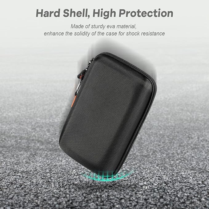 2 Colors Shockproof Hard Shell Carrying Case for GPS, External Hard Drive, Power Bank, Charger, Cable, Heart Monitor, Cell Phone, Electronic Accessories - Larger Capacity Storage Pouch Travel Bag