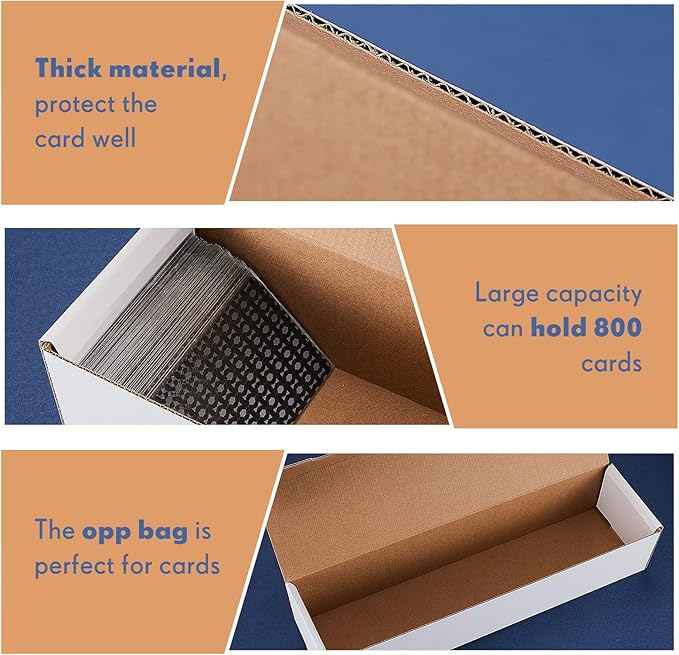 Sepamoon 6 Pack 800 Count Trading Card Storage Box Trading Organizer Game Sport Cardboard Box Collectible for Baseball Football Basketball Card Storage Protection (15 x 3 x 4-1/8 Inch)