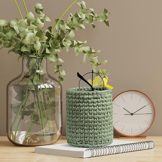 HOSROOME Glasses Holder for Nightstand Boho Decor Eyeglass Holder Stand for Office Desk Organizer Makeup Brush Holder Organizer-Green