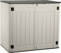 EHHLY Horizontal Resin Storage Shed, 47 Cuft Garden Tool Sheds & Outdoor Storage, Outdoor Plastic Storage Cabinet Waterproof, 4.5 x 2.8 ft Backyard Outside Lawn Mower Storage Shed, Vanilla