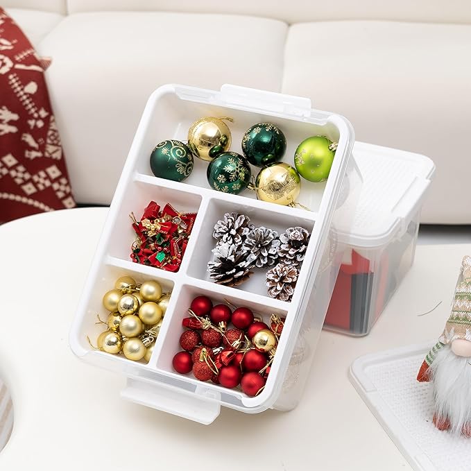 Citylife 17 QT Storage Bins with Building Baseplate Lid and Removable Tray Large Plastic Storage Bins Lego Organizers and Storage Bead, Tool, Sewing, 4 Packs