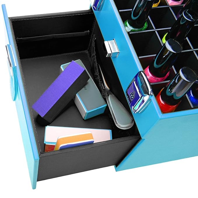 SHANY Color Matters - Makeup Travel Case Nail Accessories Organizer and Makeup Train Case - Makeup Storage Box - Vicious Blue