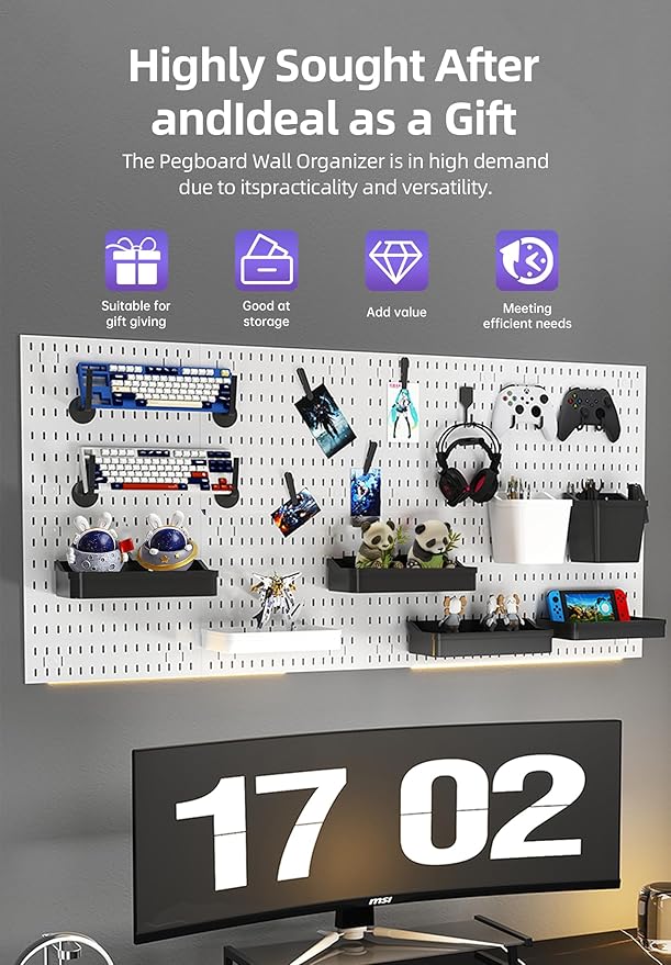 Revamp Your Space With A Versatile Pegboard Kit - Effortlessly Organize Home, Office, And Gaming Setup With Customizable Hanging Solutions (Black)