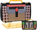 ALCYON Large Capacity 269 Battery Organizer Storage Case with Tester, Double-Side Battery Holder Container for AA AAA AAAA C D 9V Lithium 3V CR123 CR1632 18650 Batteries(Box Only) (Black)