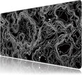 Black with White Topographic Line Large Mouse Pad,Gaming Keyboard Desk Pad,Extended Mouse Mat Non-Slip Rubber Base with Stitched Edges for Office Game Home XXL 35.4"x15.7"