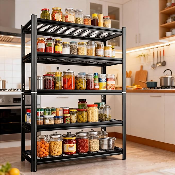 47''W Wire Garage Metal Shelving, 3000 Lbs Heavy-Duty Garage Storage Shelves, 5-Tier Adjustable Reinforced Shelves for Laundry Rooms, Basements, Kitchens&Outdoor (47''W*24''D*71''H)