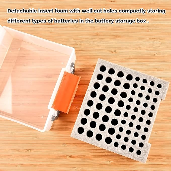 FULLCASE Battery Storage Organizer Holder Holds 72 AA AAA Batteries, Box Cases Garage Container, Home Drawer Organization Dispenser (Case Only) (White)