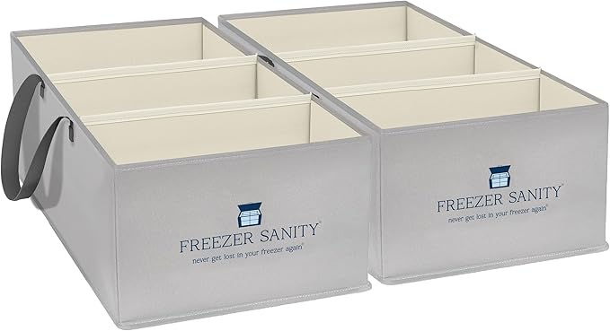 The Original Chest Freezer Organizer Bins, Stackable Storage Organizers, Deep Freezer Dividers, Handles, Heavy-Duty, Waterproof (2 Pack Large 19x14x9)