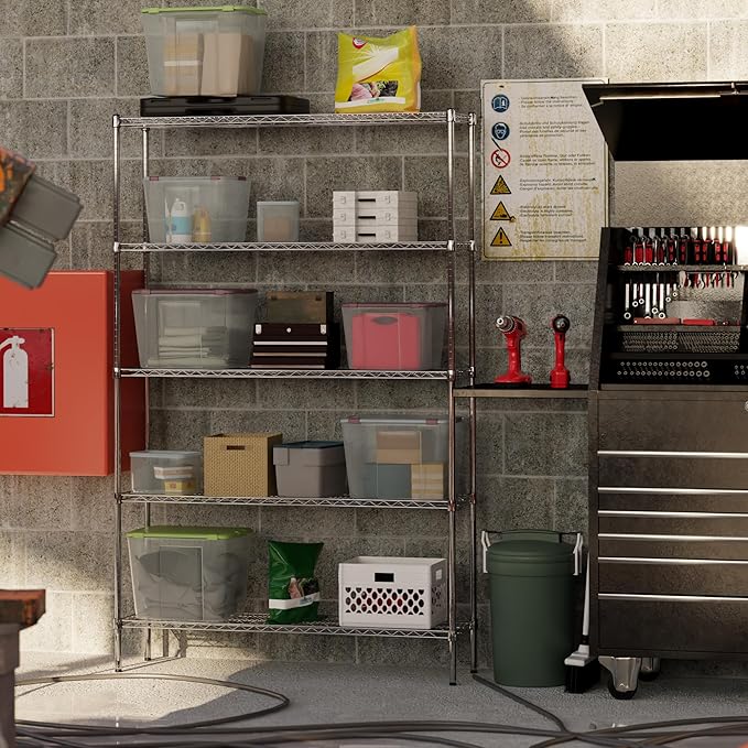 14" Deep x 54" Wide x 86" Height Wire Shelving Kit | 5-Tier | NSF Commercial Storage Rack Unit