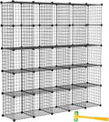TUMUCUTE Wire Cube Storage Organizer, 25-Cube Modular Mental Grids Bookshelf, DIY Stackable Closet Cabinet for Bedroom Living Room, Office, Iron