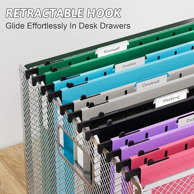 Plastic Hanging File Folders 1 Inch Expansion Letter Size,12 Pack Reinforced Heavy Duty Hang Folder with Tabs,Colored Expandable Hanging Files with Side,File Cabinet Folders for Bulky Files