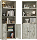 IRONCK Industrial Bookshelves and Bookcases with Doors 11.8 in Depth Set of 2 Floor Standing 5 Shelf Display Storage Shelves Bookcase Home Decor Furniture for Home, Office, Living Room, Bedroom