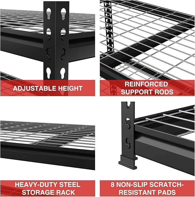 WORKPRO 4000 lbs 5-Tier Metal Shelving Unit, 72”H x 48”W x 24”D, Heavy Duty Adjustable Storage Rack, for Garage, Basement, Warehouse, Workshop