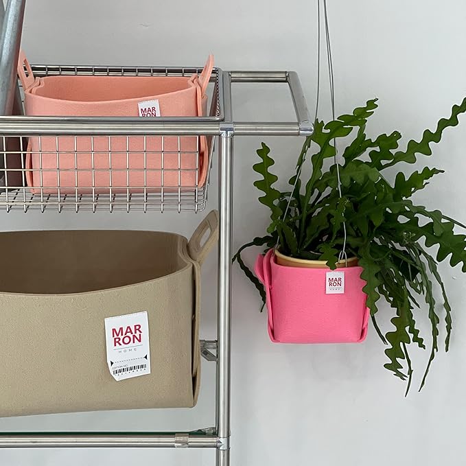 Collapsible Felt CHARCOL Storage Bin Medium 11"x7.1"x7.1" – Foldable Basket with Handles for Closet, Toy Storage, Laundry Room Organization, Decorative Storage Bins for Shelves, Cube