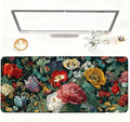 Vintage Oil Painting Floral Mouse Pad – Large Extended Desk Mat 35.43 x 15.75 in – Baroque Style Botanical Design,Oversized Mouse & Keyboard Pad for Art Lovers